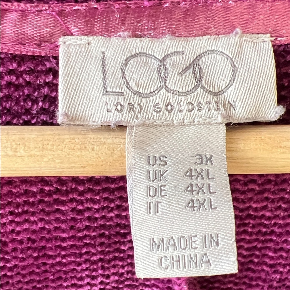 LOGO by Lori Goldstein Magenta 3X Chenille Tunic Top Shark Bite Hem - Picture 3 of 9